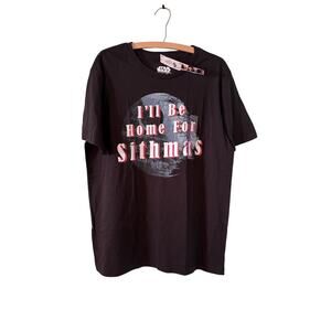 Star Wars Mens XL Black I'll Be Home For Sithmas Death Star Holiday T-Shirt